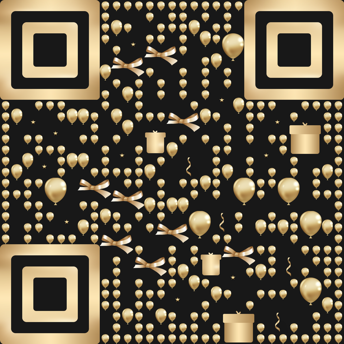 黑金庆典礼品丝带礼物盒子海报二维码生成器-平面静态-无背景码