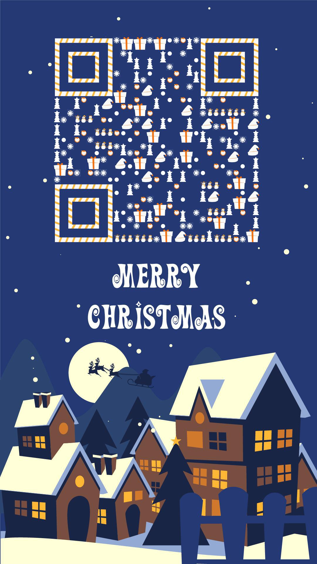 圣诞节下雪天圣诞老人礼物冬天二维码生成器-平面静态-手机海报