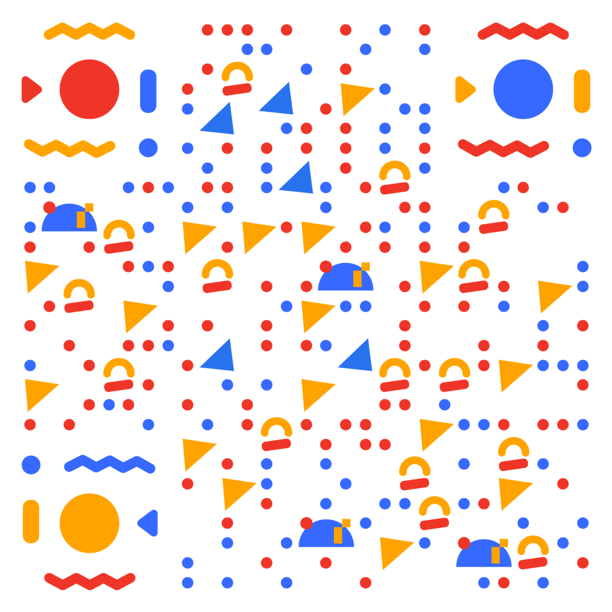红黄蓝像素几何纯真时光二维码生成器-平面静态-无背景码