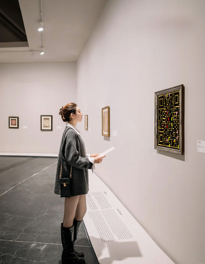 作品封面吃豆人画板长靴女生画展艺术二维码二维码生成器-平面静态-微信名片