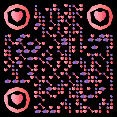 粉色暗底浪漫情人节码二维码生成器-平面静态-无背景码