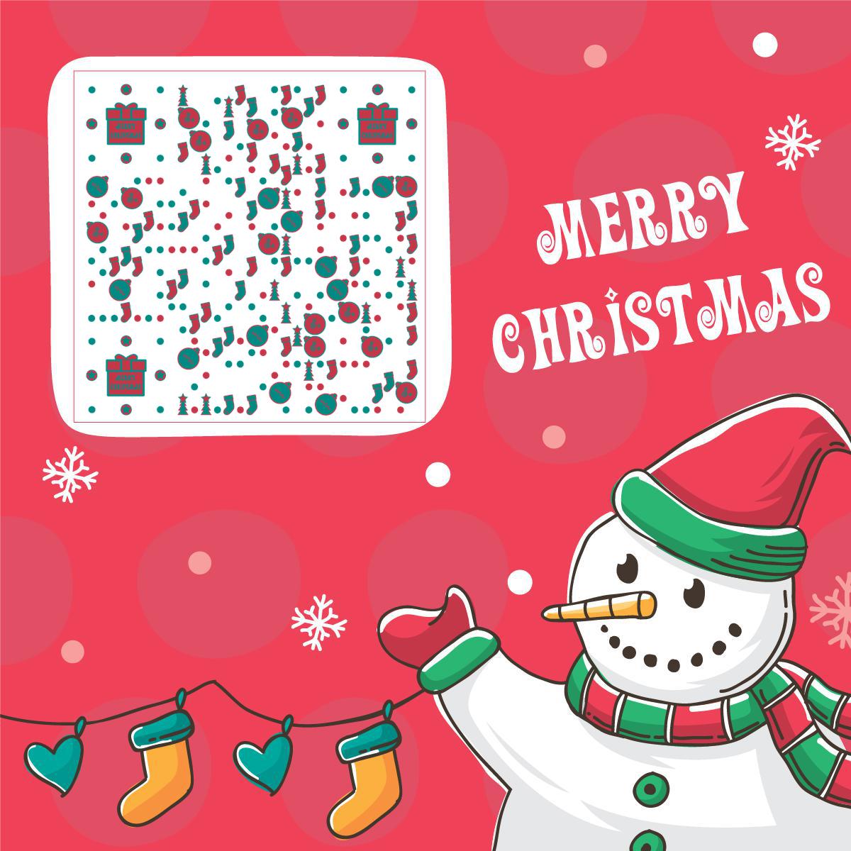 圣诞节雪人下雪天礼物冬天二维码生成器-平面静态-正方形码