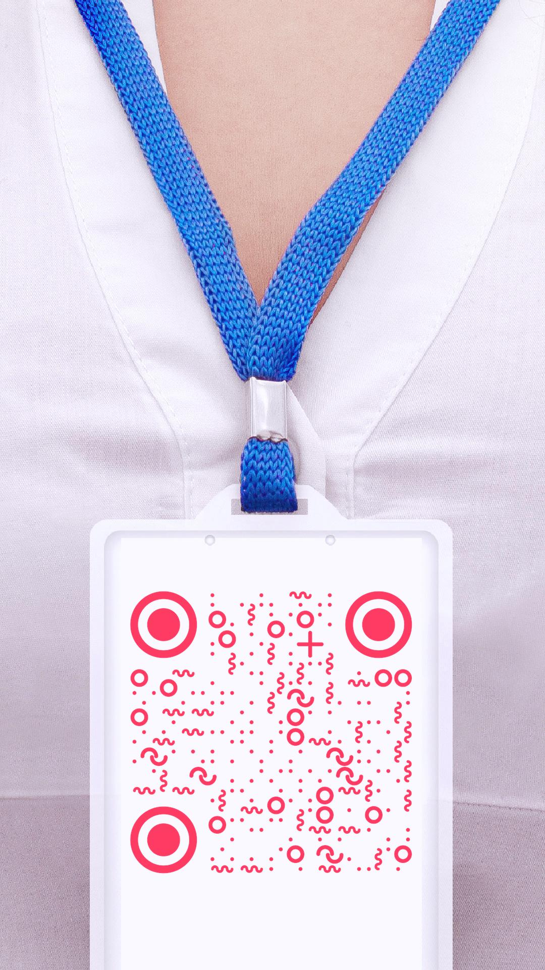圆形曲线白衬衫商务女性行政名片吊牌二维码生成器-平面静态-手机海报