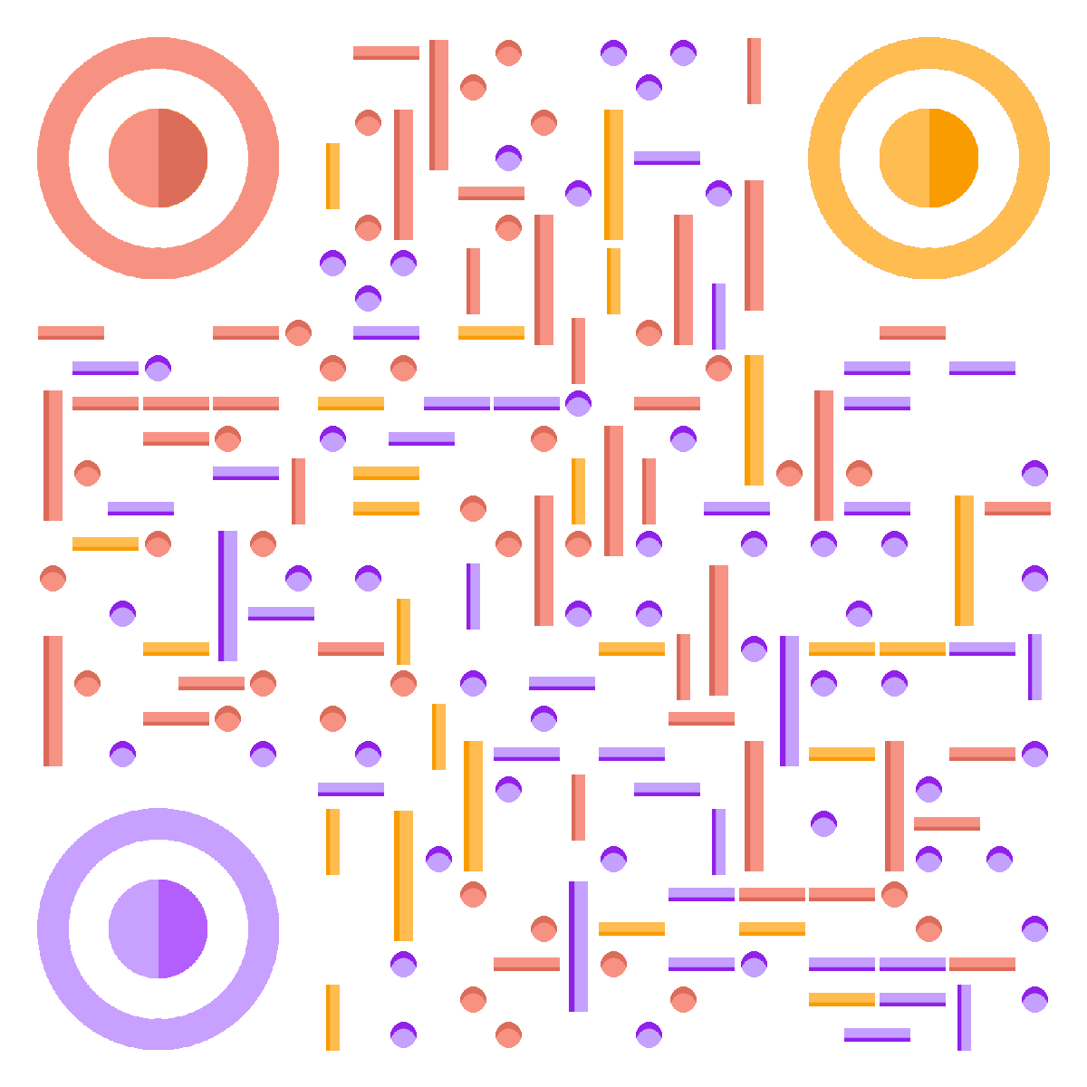 横竖点圈简单橙黄紫二维码生成器-平面静态-无背景码