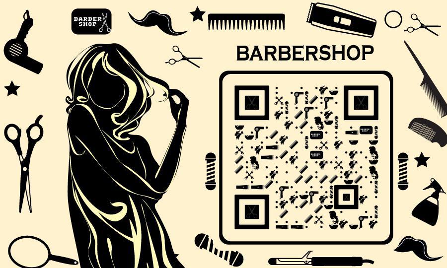 理发店复古简约黑白二维码生成器-平面静态-公众号图