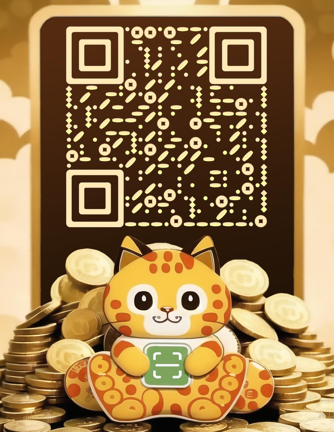 招财猫邀请扫码领金币红包一起发财二维码生成器-平面静态-微信名片