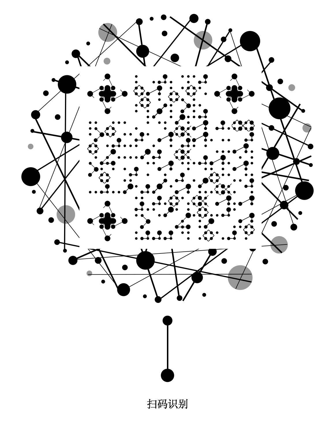 点和线黑白简约圆形几何线条二维码生成器-平面静态-微信名片