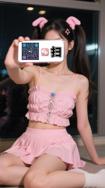 快手作品封面粉衣女生猫耳朵蓝紫渐变圆点二维码二维码生成器-平面静态-手机海报