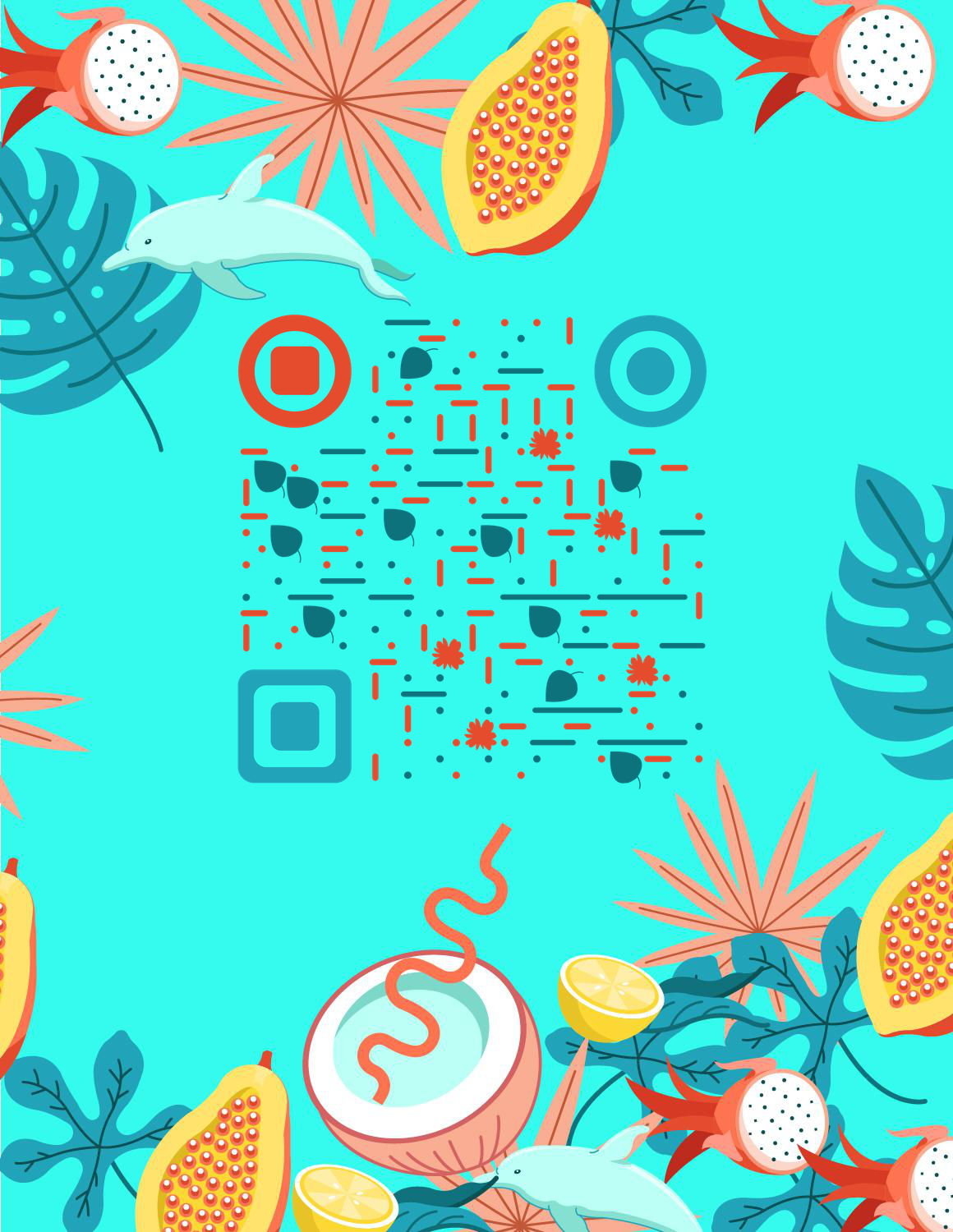 热带水果夏日乐悠悠二维码-微信名片-平面静态