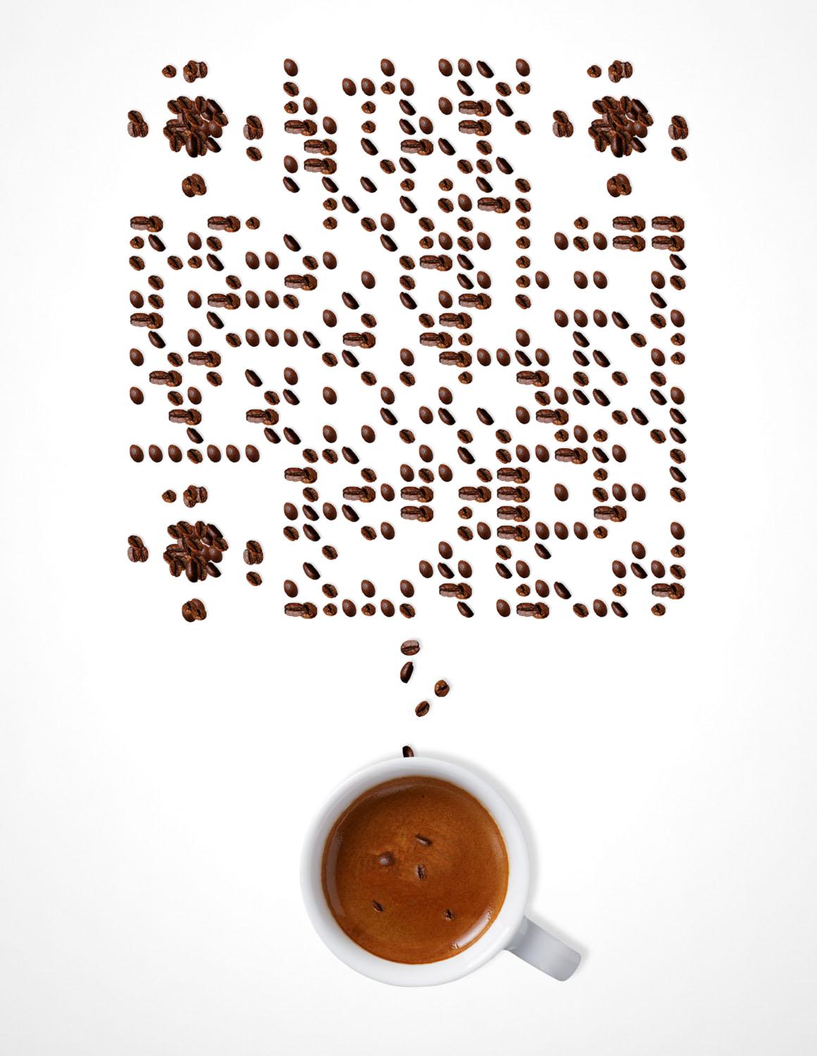 咖啡豆简约咖啡格调二维码-微信名片-平面静态