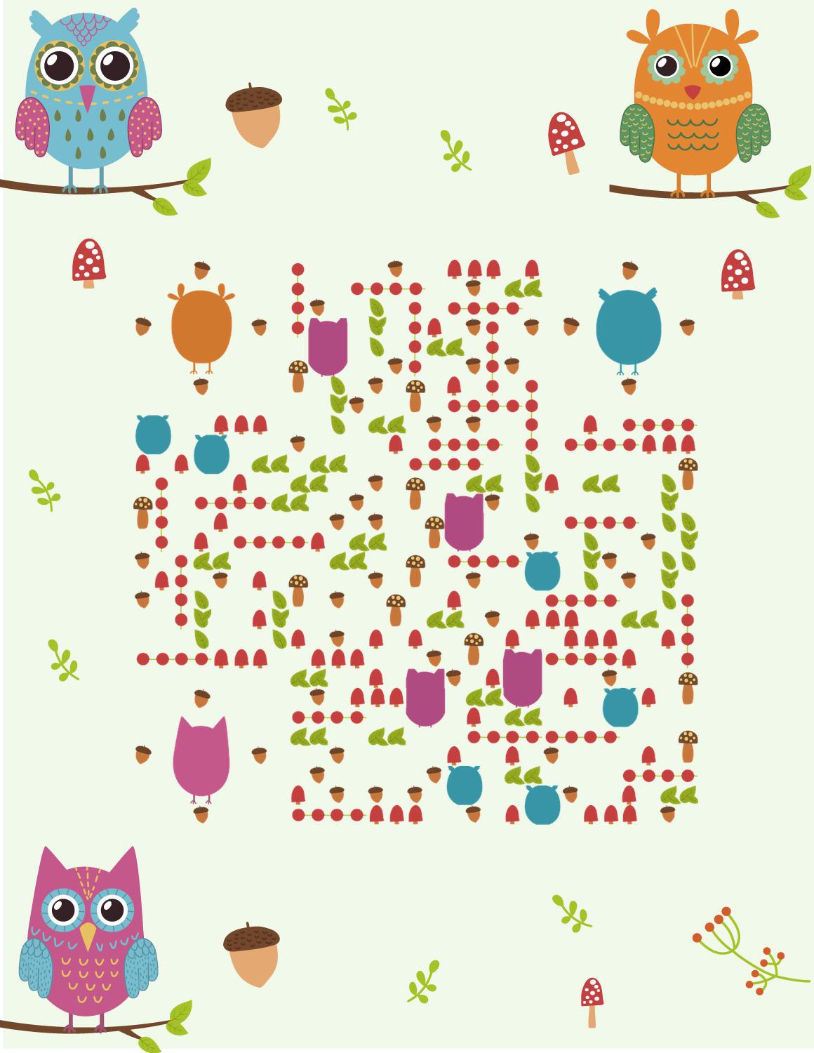萌萌猫头鹰可爱卡通动物春天植物二维码生成器-平面静态-微信名片