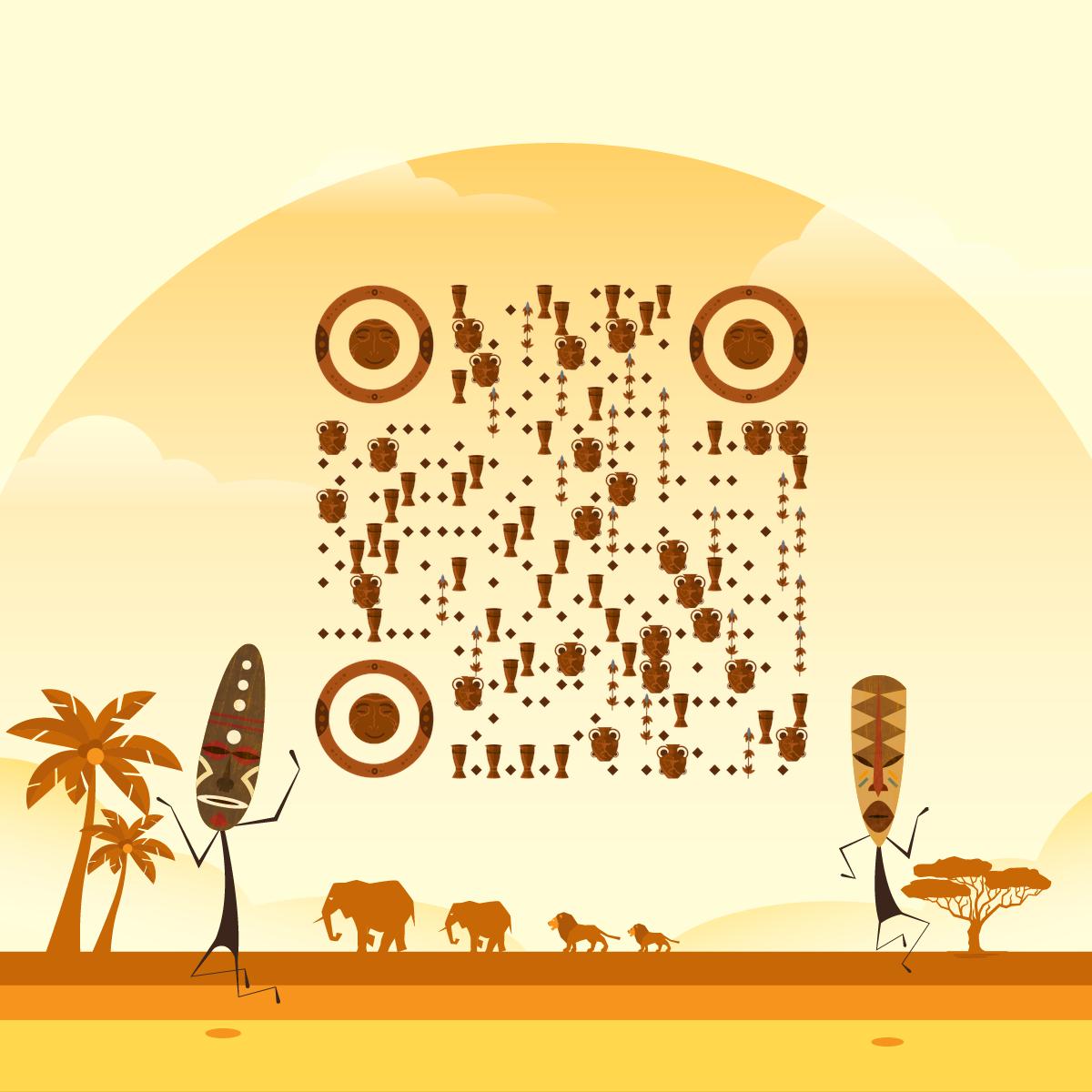 非洲风情热带旅游二维码生成器-平面静态-正方形码