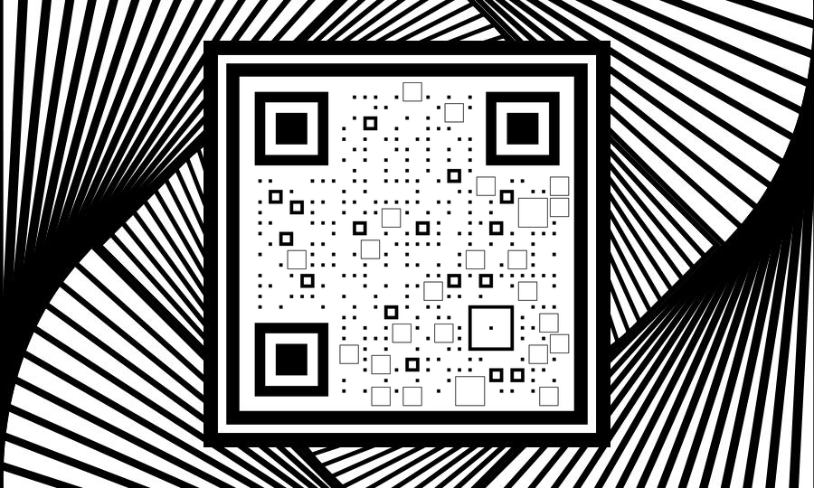 迷幻空间黑白抽象条纹线条艺术二维码生成器-平面静态-公众号图