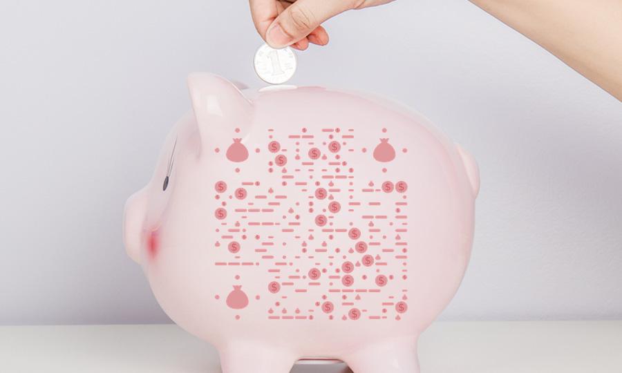 储蓄罐粉色小猪实物金融理财二维码生成器-平面静态-公众号图