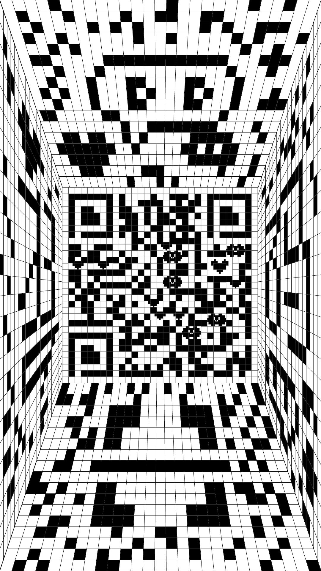 超个性趣味黑白格扫码简约创意电子游戏空间方块二维码生成器-平面静态-手机海报