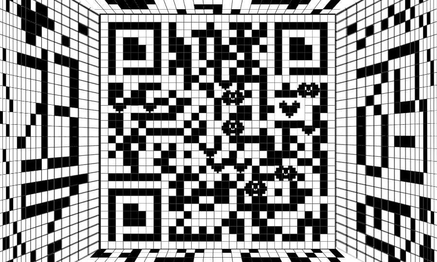 超个性趣味黑白格扫码简约创意电子游戏空间方块二维码生成器-平面静态-公众号图