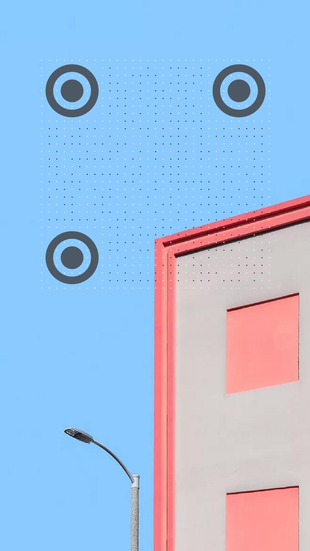 小圆框简约天空红房子二维码-手机海报-平面静态