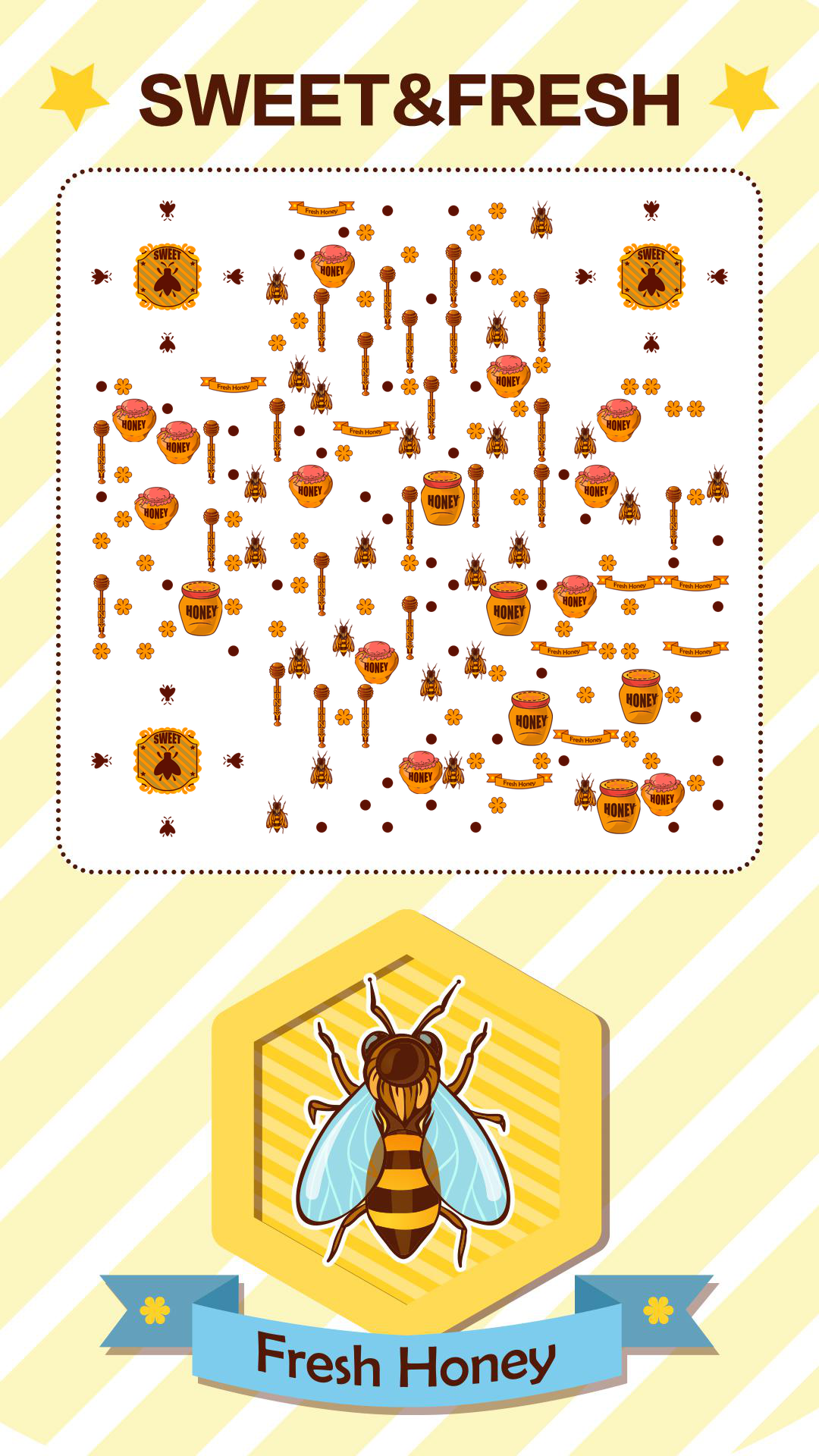 甜蜜新鲜蜜蜂采蜜酿造收获二维码生成器-平面静态-手机壁纸