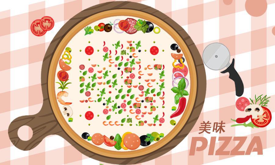 爱吃披萨pizza美食西餐餐饮二维码生成器-平面静态-公众号图
