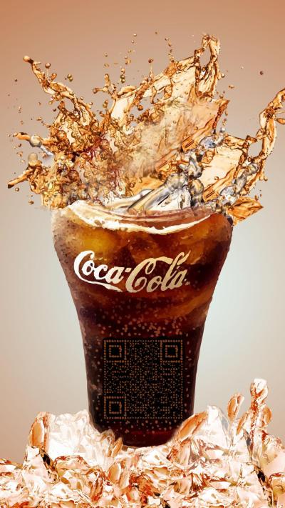 冰镇碳酸气泡饮溅洒可乐二维码生成器-平面静态-手机海报