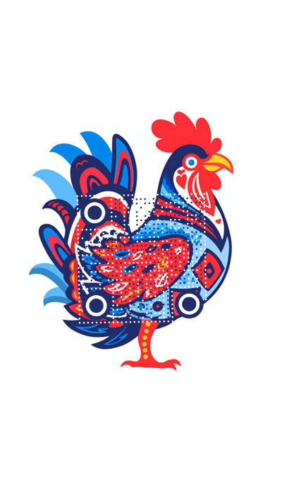 十二生肖贴纸12生肖之鸡可爱卡通酉鸡二维码生成器-平面静态-手机海报