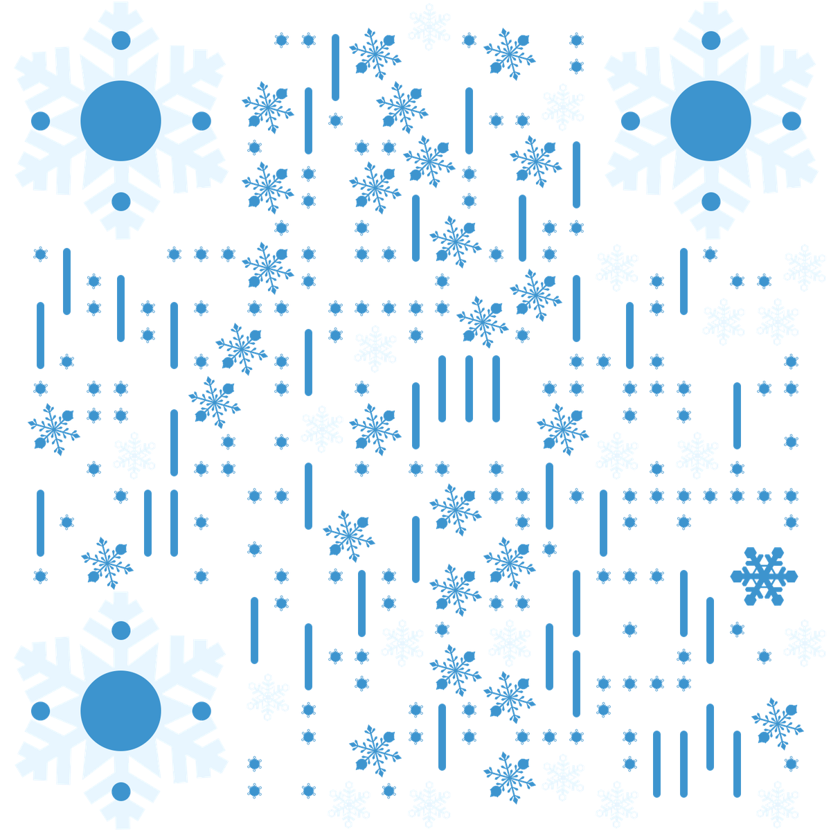 冬季下雪蓝色浪漫唯美雪花冬天二维码生成器-平面静态-无背景码
