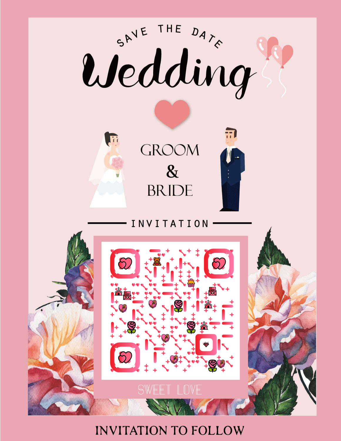 婚礼主题二维码-微信名片-平面静态