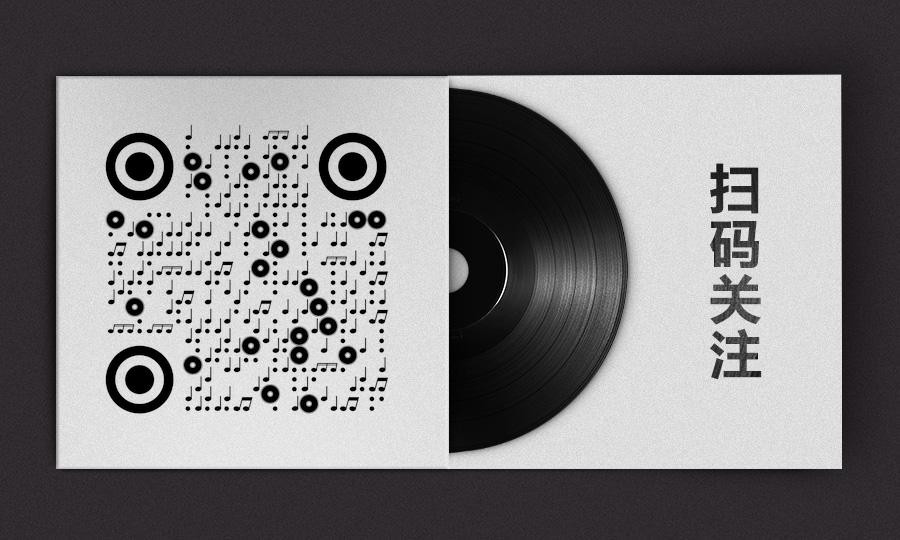 复古古典实物黑白胶片音符二维码生成器-平面静态-公众号图
