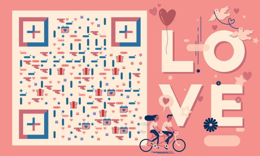 520爱情表白情人节情侣骑行郊游二维码生成器-平面静态-公众号图