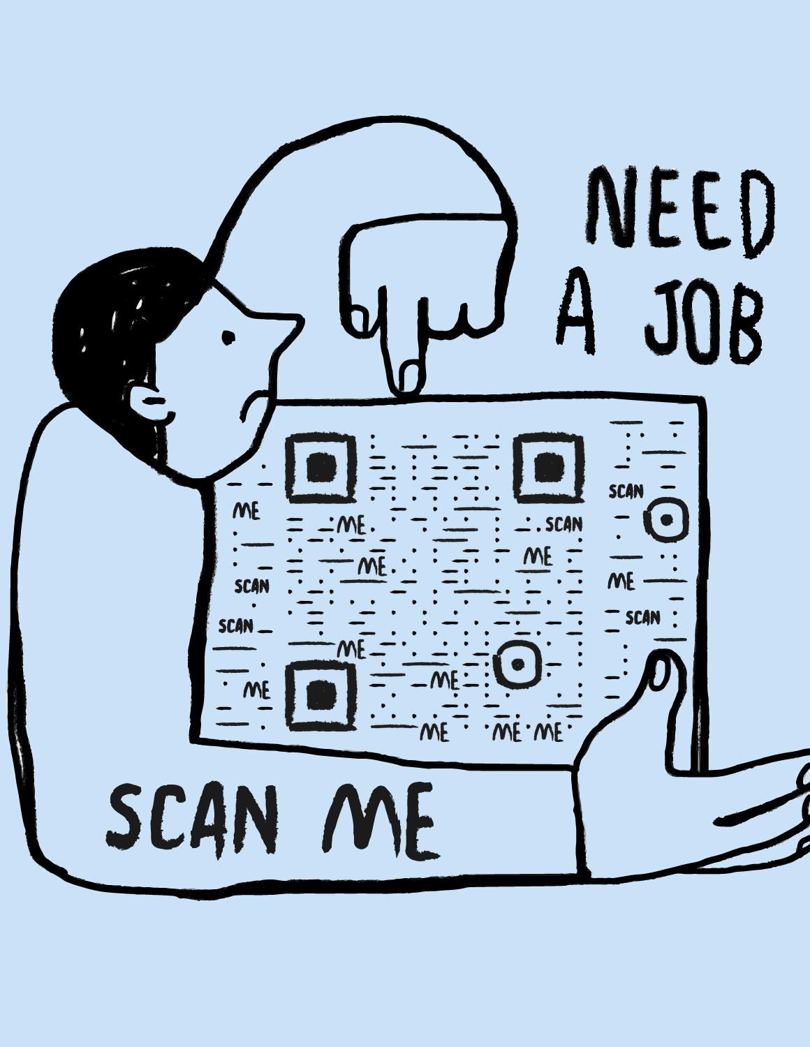 找工作求职招聘趣味手绘二维码二维码生成器-平面静态-微信名片