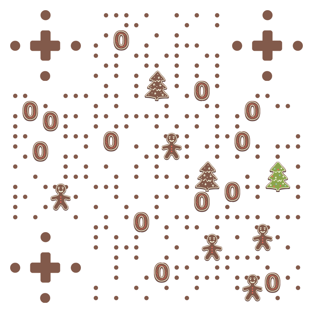 圣诞节平安夜圣诞树饼干人二维码生成器-平面静态-无背景码