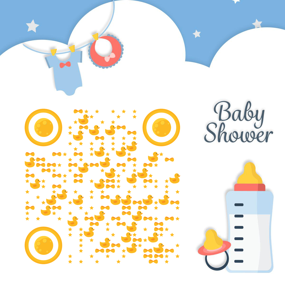 宝宝向未来粉蓝星球梦婴儿用品二维码生成器-平面静态-正方形码