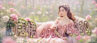 抖音快手三分割作品封面花丛的美女AI艺术字-第九工场字体生成器