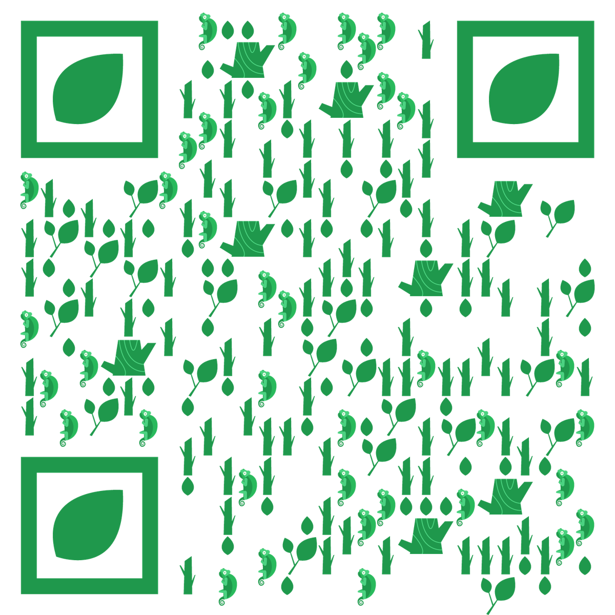 静谧森林绿色青蛙大树环保二维码生成器-平面静态-无背景码