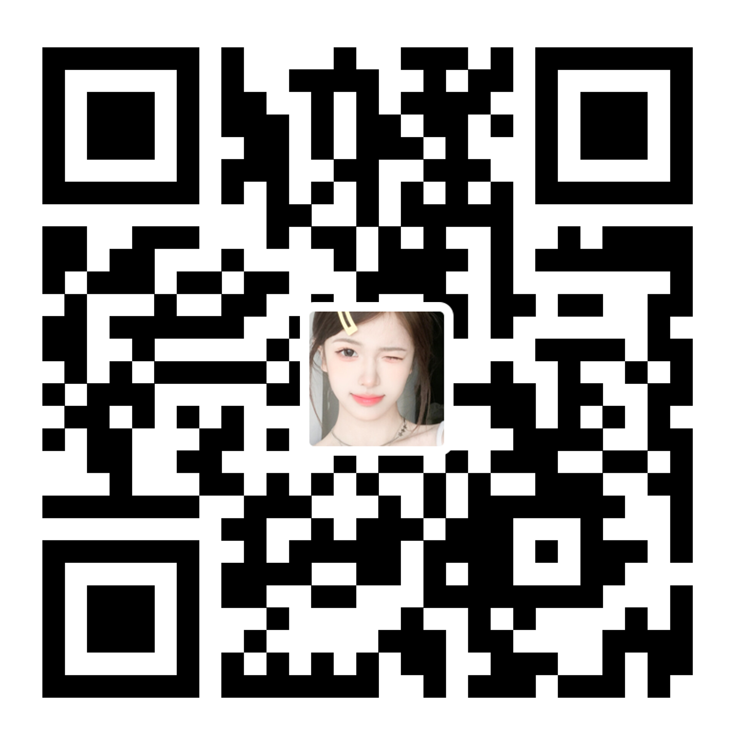社交动态可爱少女黑白码引流二维码二维码生成器-平面静态-正方形码