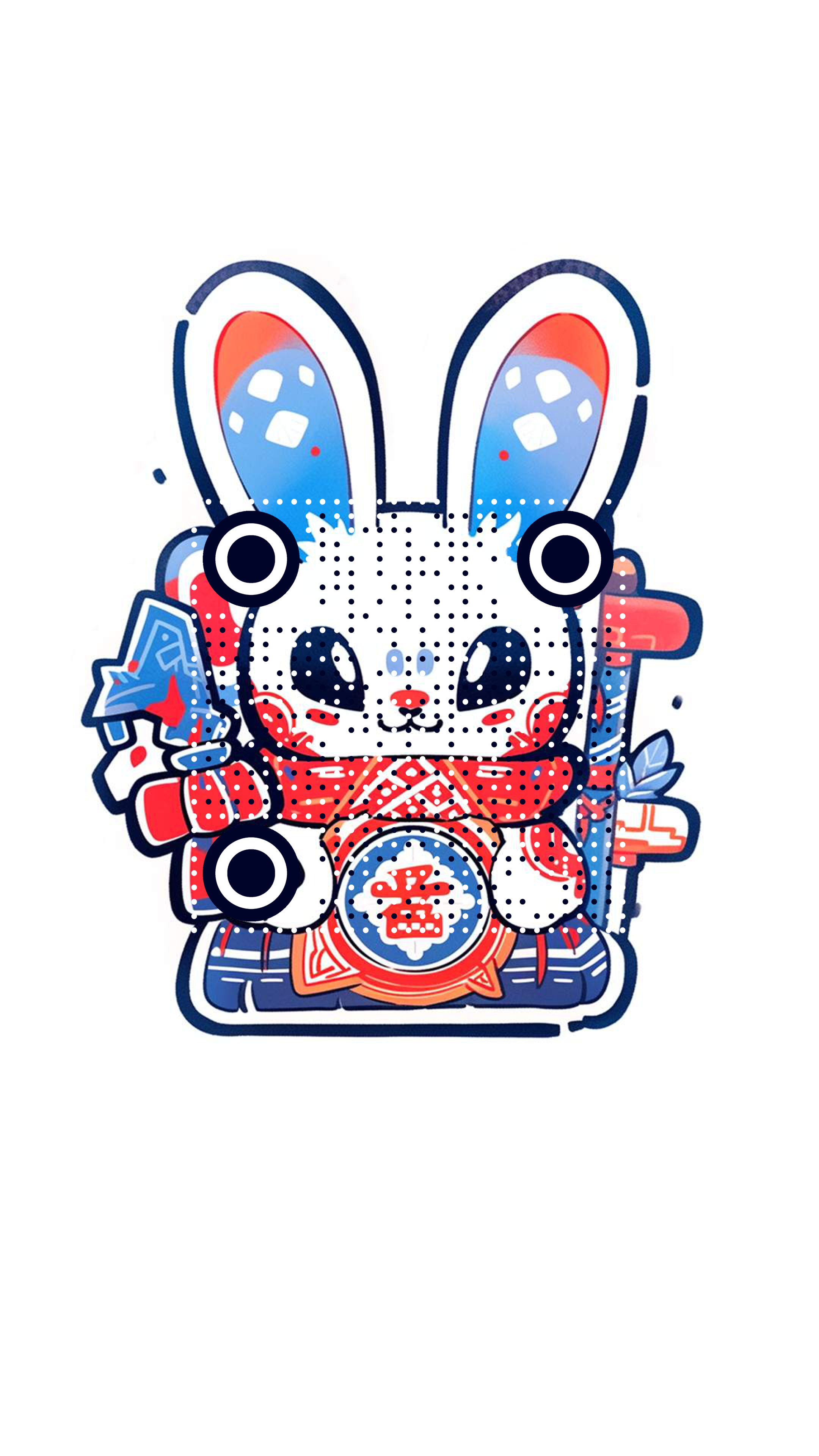 十二生肖贴纸12生肖之兔可爱卡通卯兔二维码生成器-平面静态-手机海报