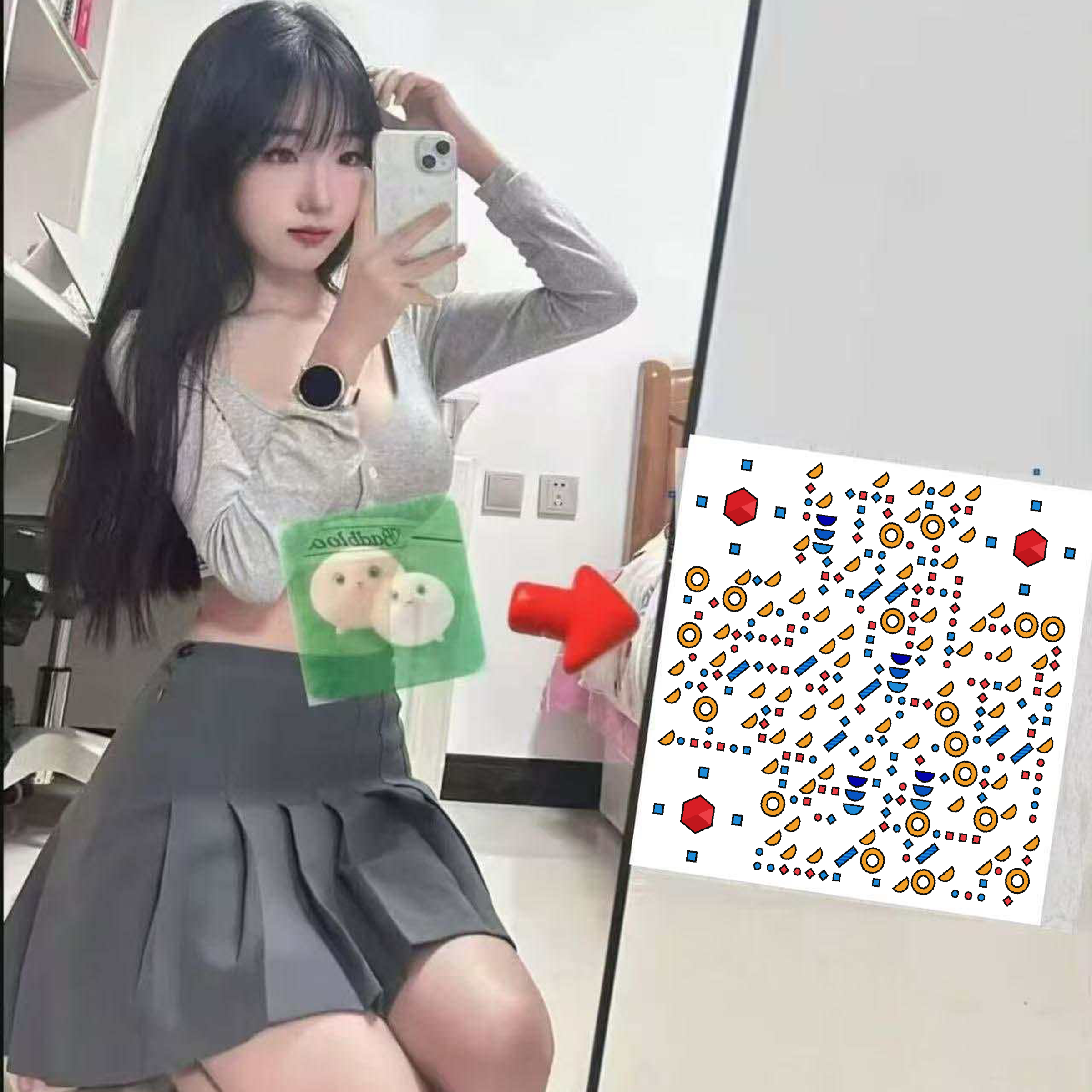 咸鱼头像自拍美女v图标创意二维码二维码生成器-平面静态-正方形码