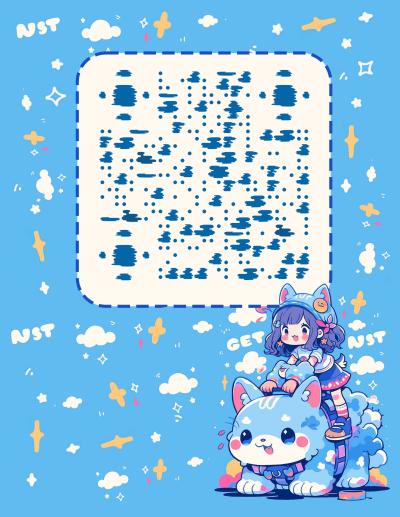 骑着大蓝猫的可爱猫系女孩二维码生成器-平面静态-微信名片