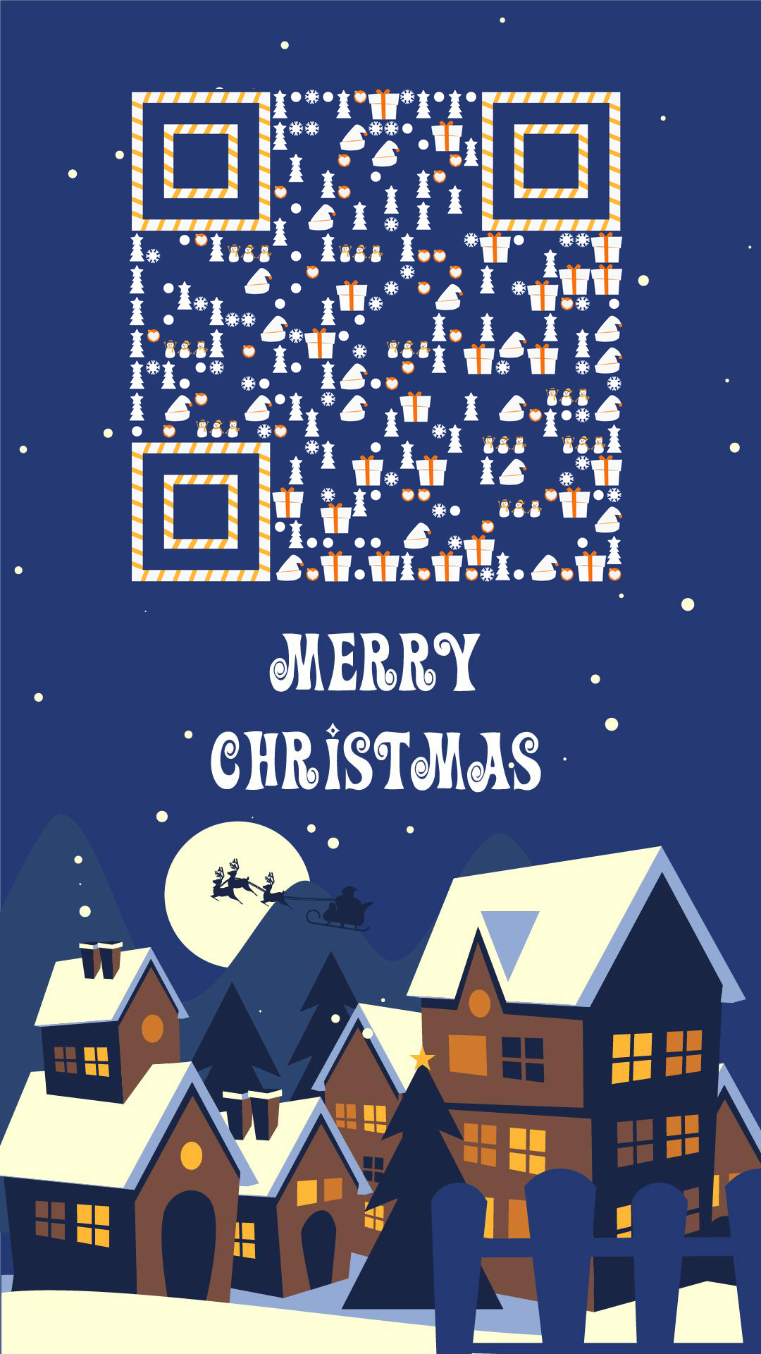 圣诞节下雪天圣诞老人礼物冬天二维码生成器-平面静态-手机壁纸