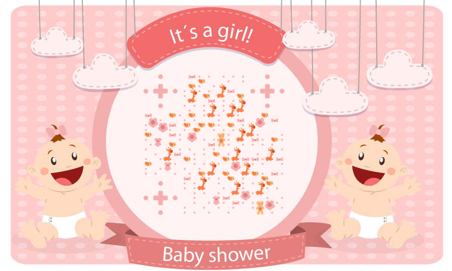 粉色母婴用品儿童关怀二维码-公众号图-平面静态