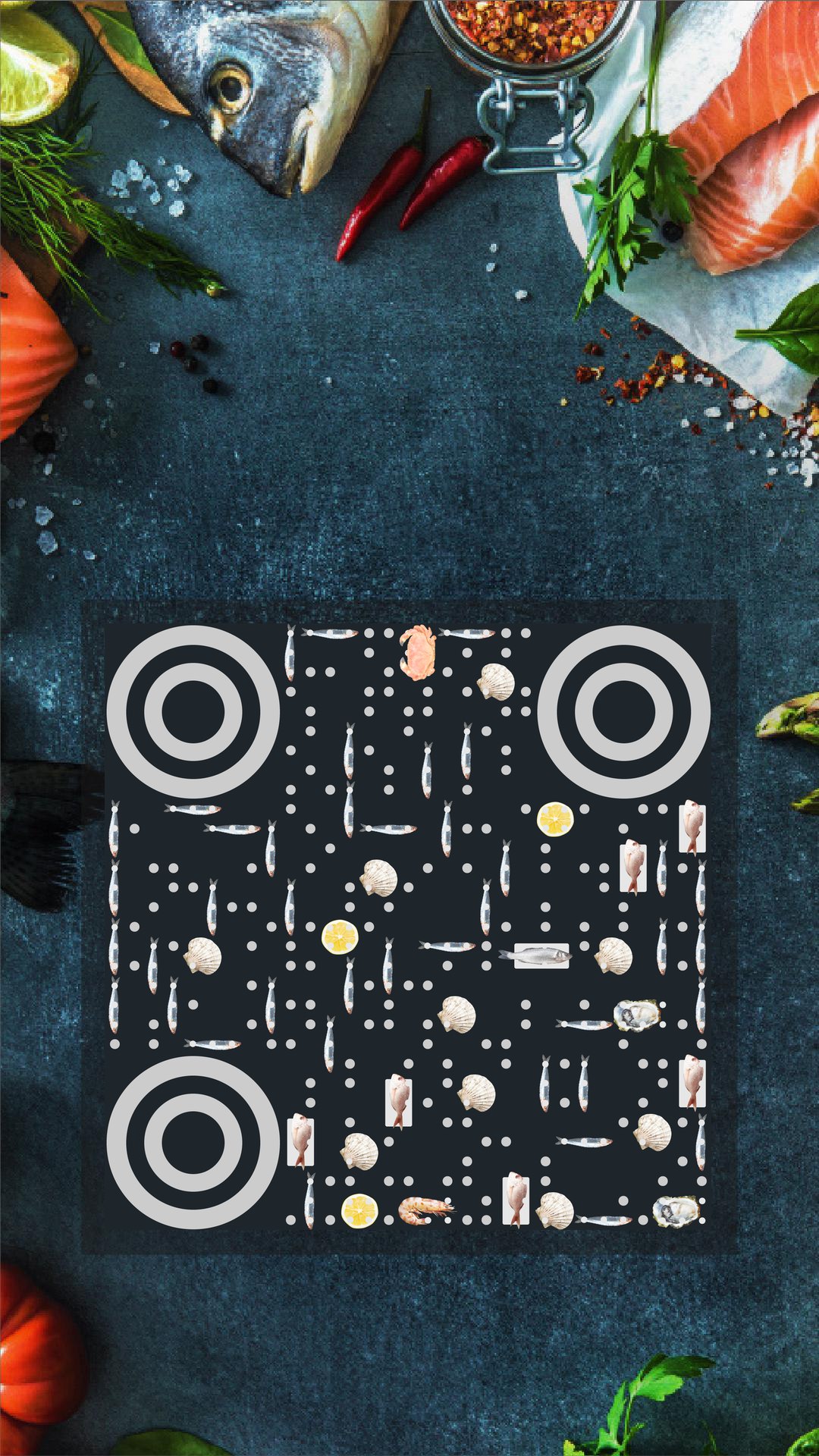 海鲜美食健康料理吃货大餐二维码生成器-平面静态-手机壁纸