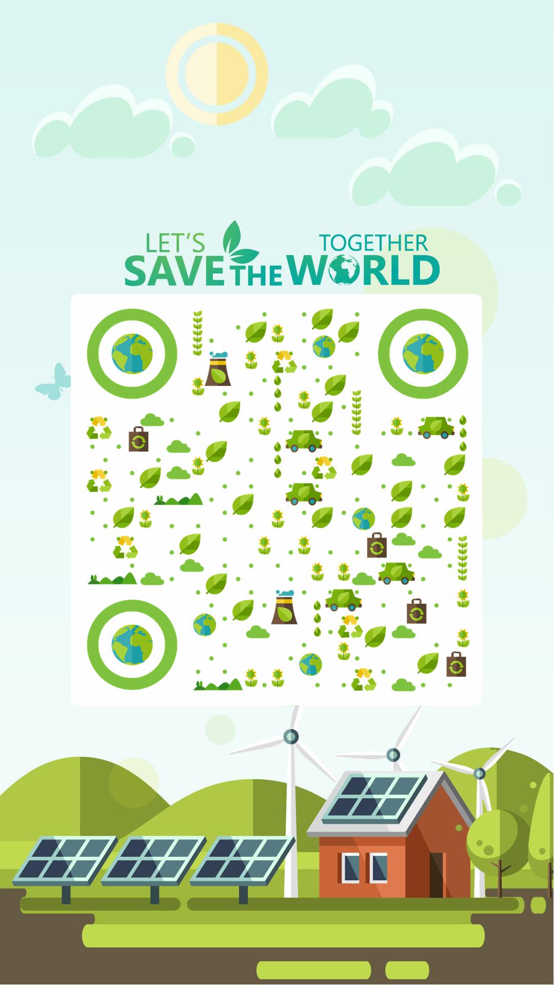 节能低碳绿色公益环保城市新生活二维码生成器-平面静态-手机海报