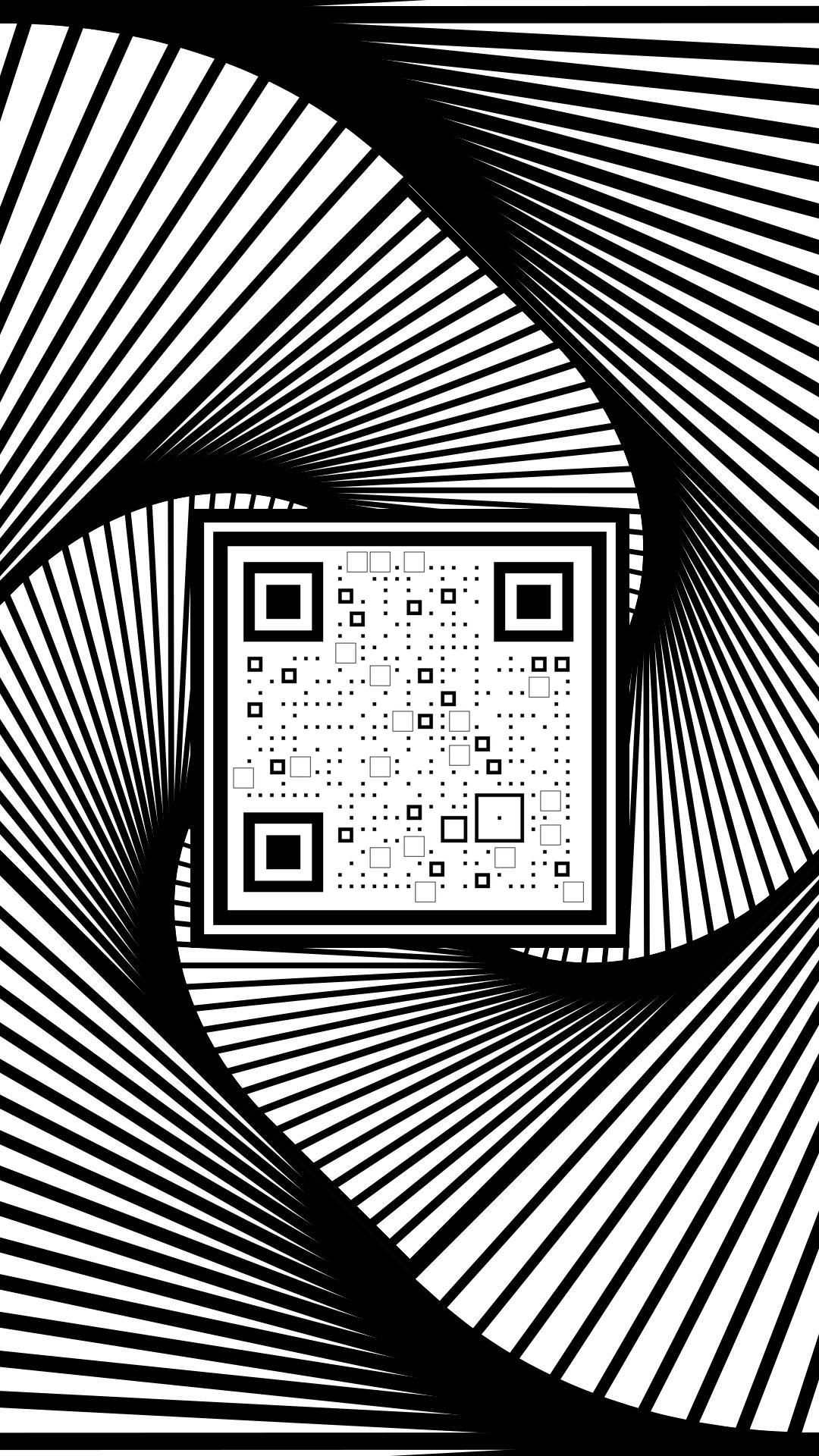 迷幻空间黑白抽象条纹线条艺术二维码生成器-平面静态-手机海报