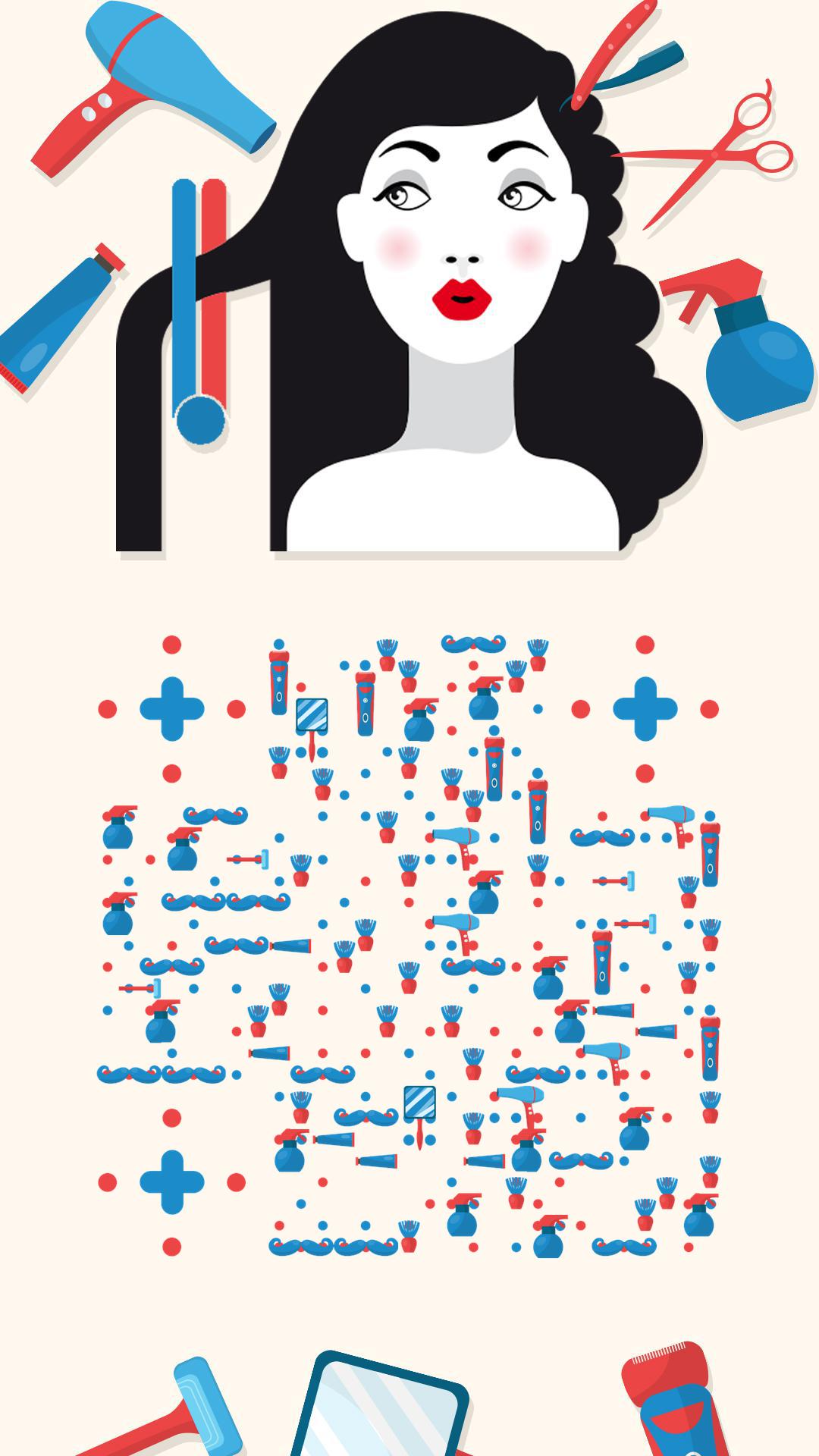 美发沙龙时尚女性插画二维码生成器-平面静态-手机海报