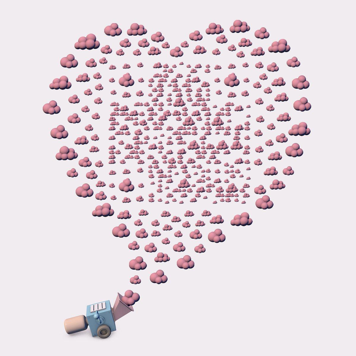 C4D爱心制造机不规则粉色云团二维码生成器-平面静态-正方形码