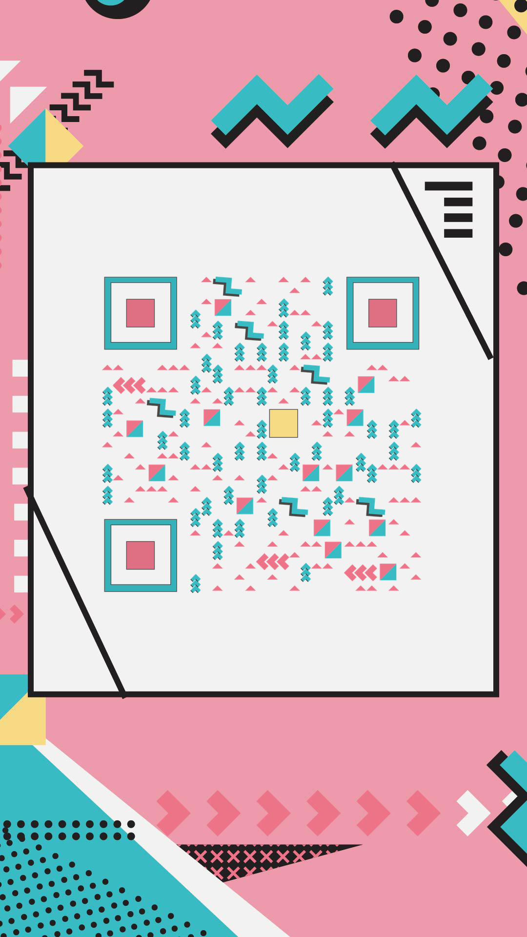 颜色的碰撞粉色时尚几何图形二维码生成器-平面静态-手机壁纸