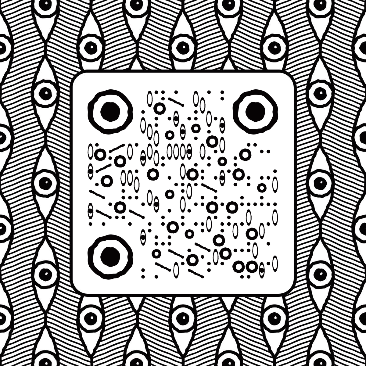 黑白现代装饰画眼睛艺术二维码生成器-平面静态-正方形码