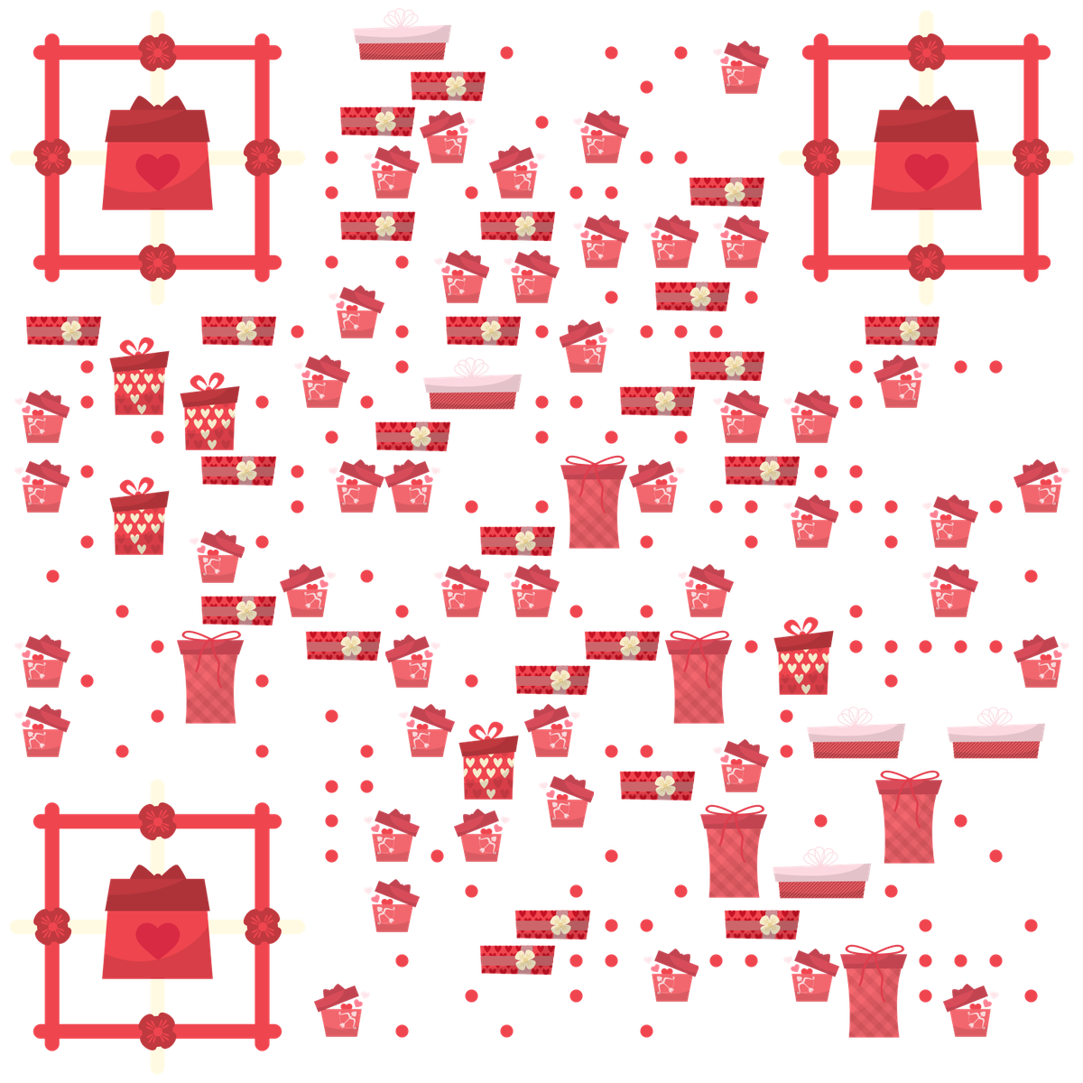 爱的礼物粉色礼盒情人节表白二维码生成器-平面静态-无背景码