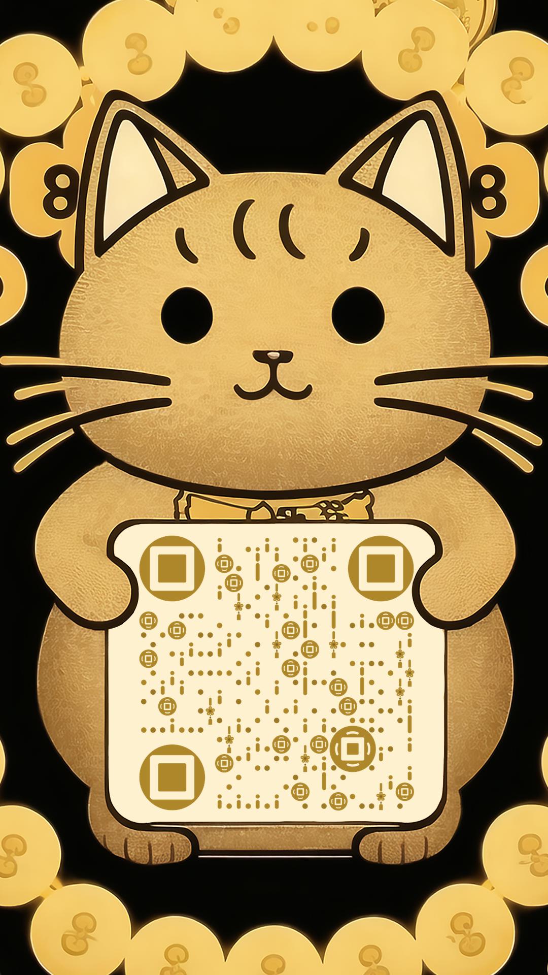 招财猫迎财纳福扫码付款金色招财微信支付二维码生成器-平面静态-手机海报