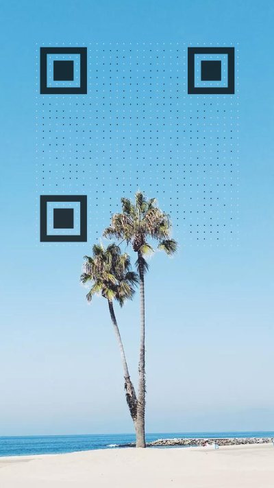 小方框蓝色夏日海边沙滩二维码生成器-平面静态-手机壁纸